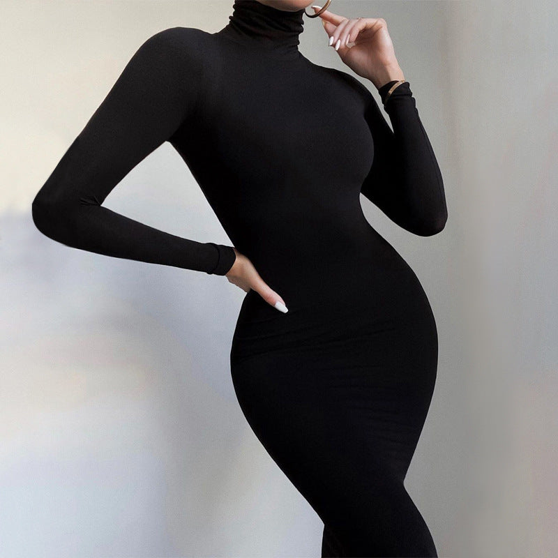 Women's Clothing Autumn And Winter Solid Color Tight Back Zipper