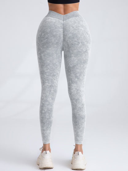 V-Back Scrunch Butt Workout Leggings, Women Seamless Gym Yoga