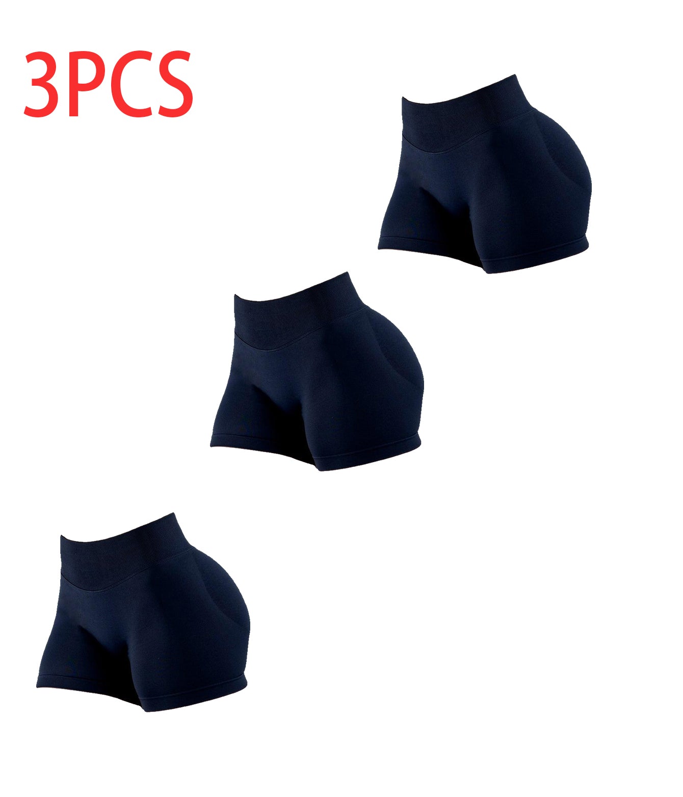 3PCSHigh-waisted Solid-color Training Shorts