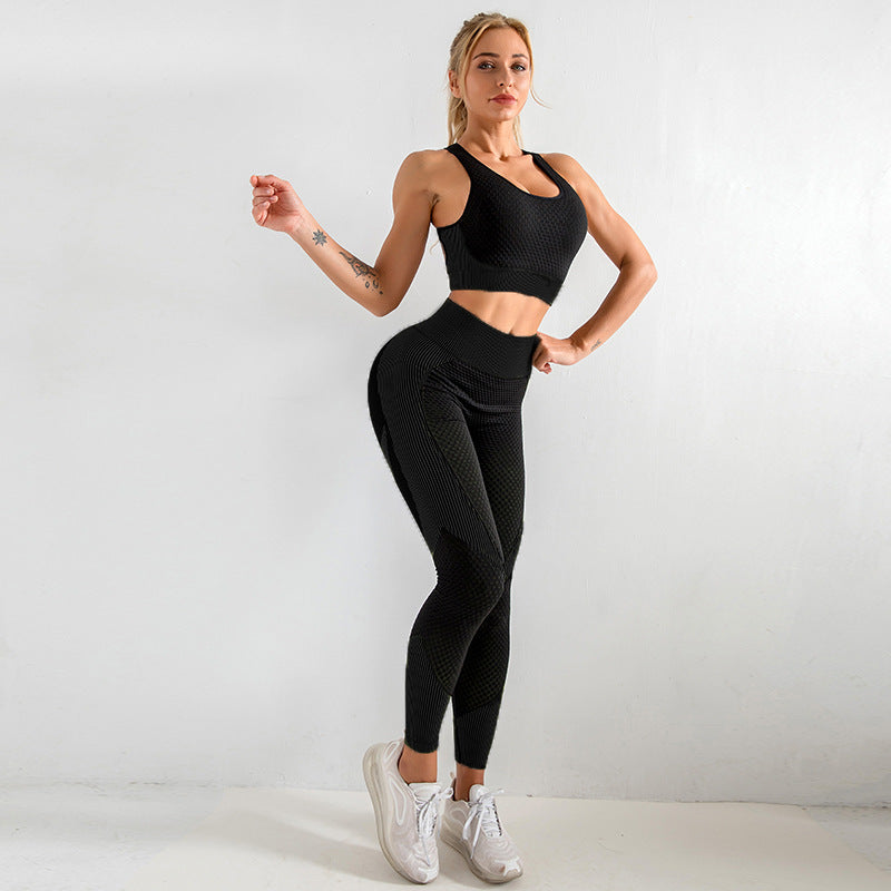 Solid Color Tank Top Stretch Seamless Leggings Two-Piece Set