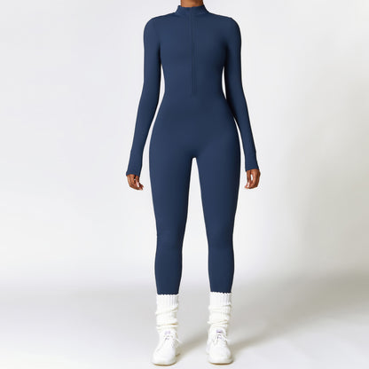 Warm Zipper Long-sleeved Jumpsuit Yoga Fitness Sports