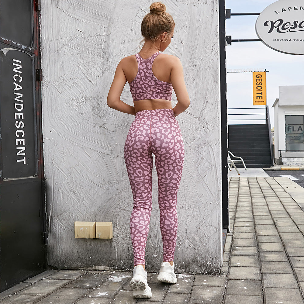 Workout Leggings Sports Leopard Suits Yoga Set Women