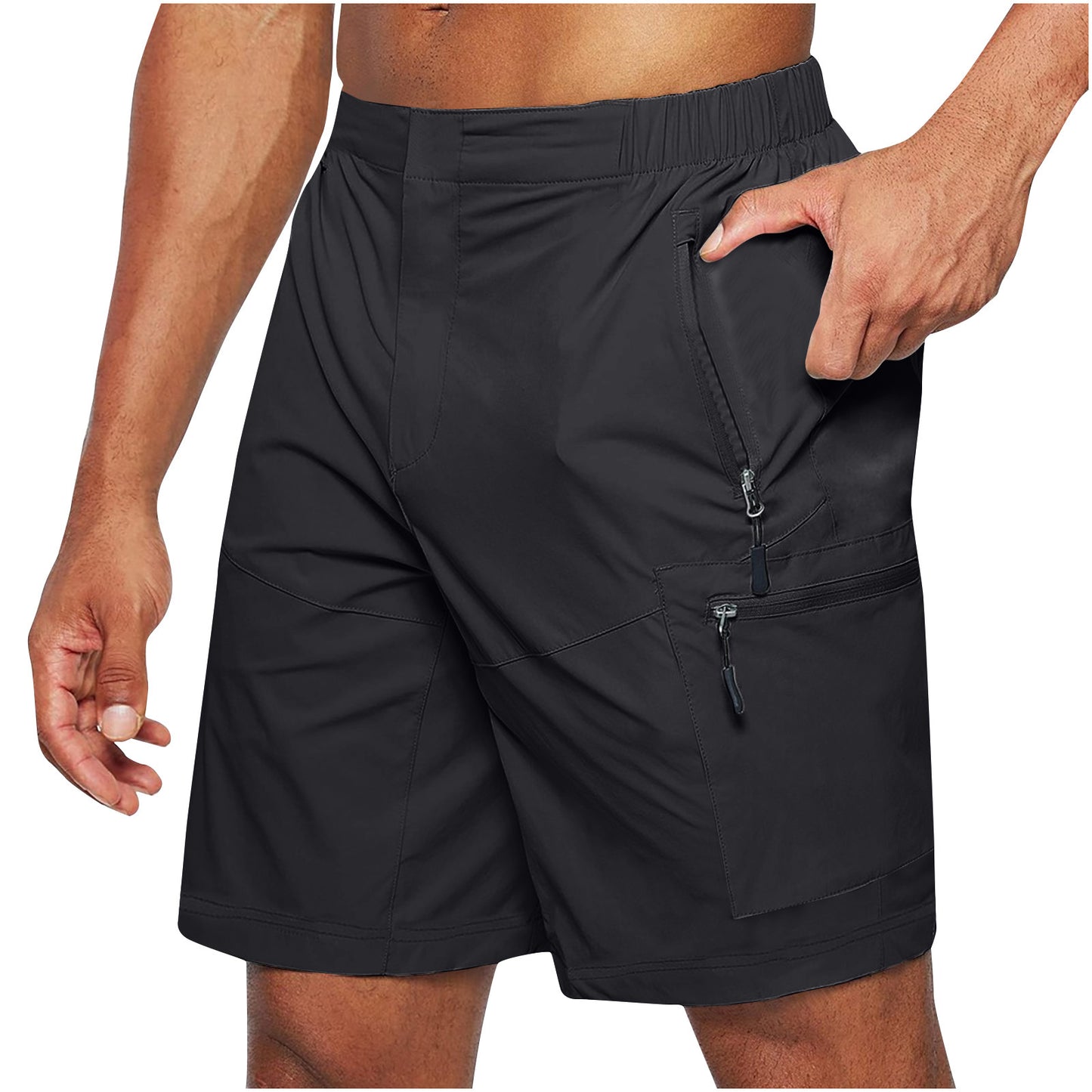 Men'S Casual Elastic Waist Strap Summer Shorts Knee-Length