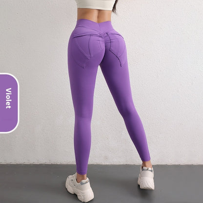 High Waist Hip Lift Yoga Pants With Pockets Women's
