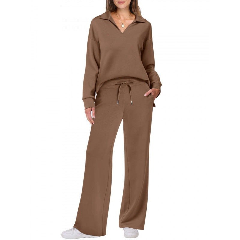 Women's Tracksuit Sports Suit V-neck Long-sleeved Pullover