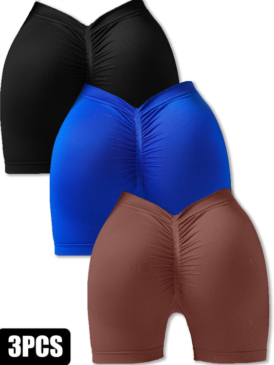 3 Pack Gym Cycling Elastic Tight Breathable V-shaped Hip Sports