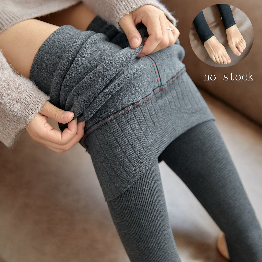 High Waist Stripes Leggings Winter Warm Thick High Stretch Pants