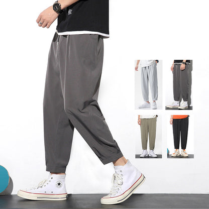 Drawstring Pants Summer Ice Slik Jogger Hiking Sports Pants Men