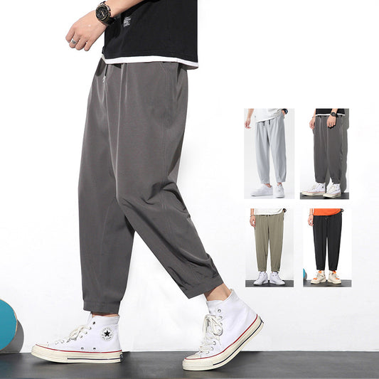 Drawstring Pants Summer Ice Slik Jogger Hiking Sports Pants Men