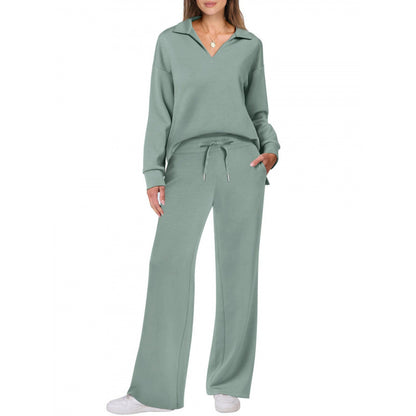 Women's Tracksuit Sports Suit V-neck Long-sleeved Pullover