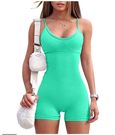 Spaghetti Strap Shorts Jumpsuit Sports Yoga Workout