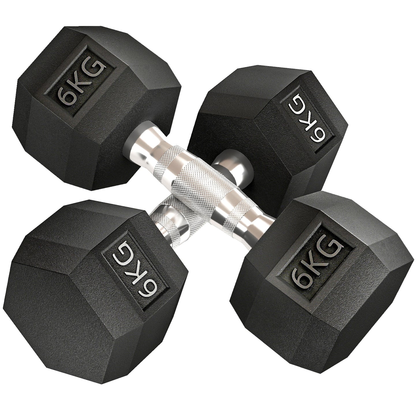 2x6kg Hex Dumbbells Set Rubber Dumbbells Weight Lifting