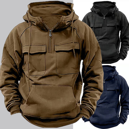 Men's Zip-up Hoodies Sweatshirt With Drawstring And Pocket