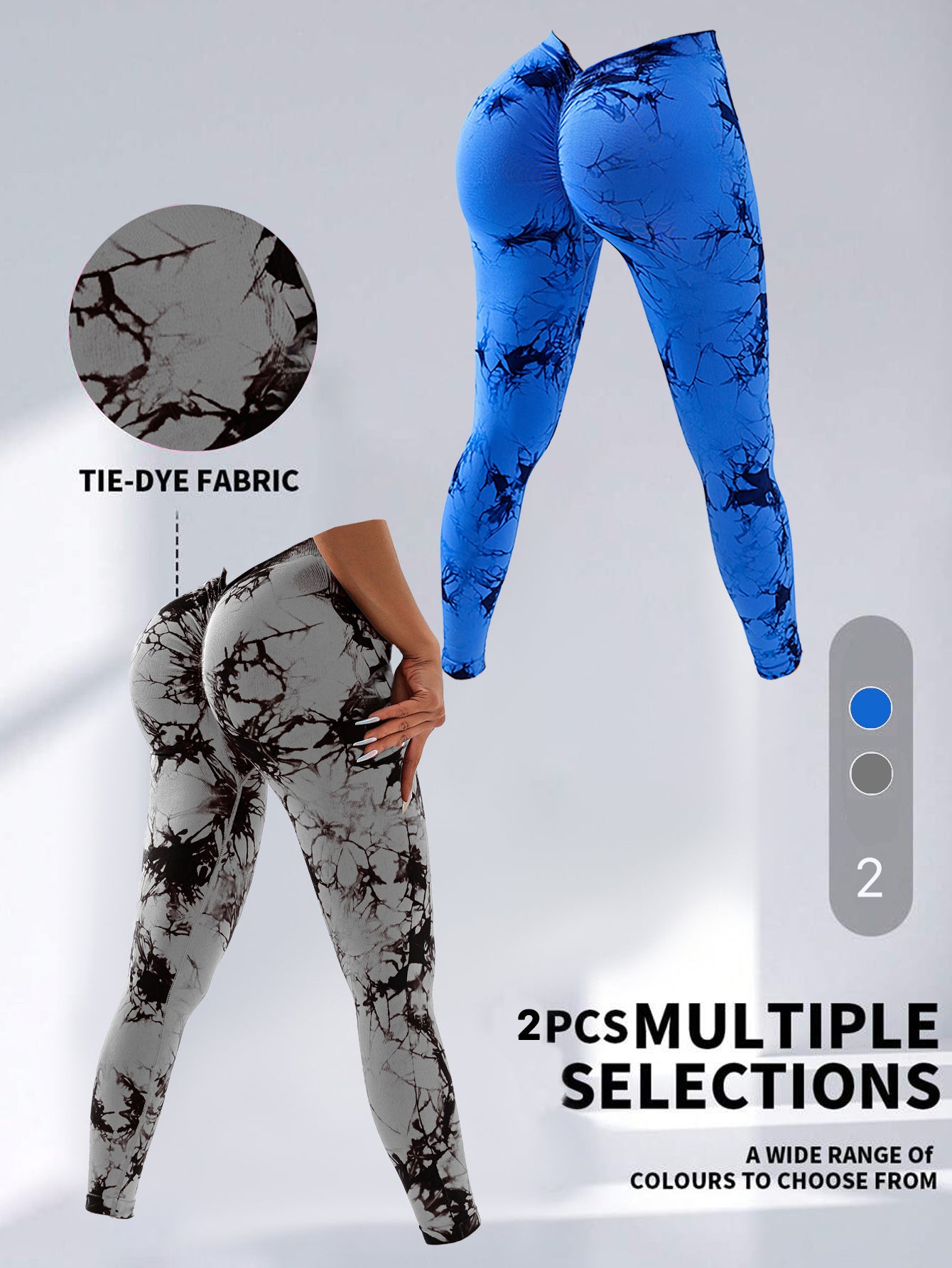 2 Pack Tie-Dye High Waist V-Back Yoga Leggings
