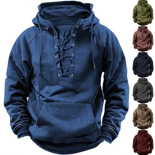 Ins Lace-up Hoodie Casual Sports Pocket Sweatshirt