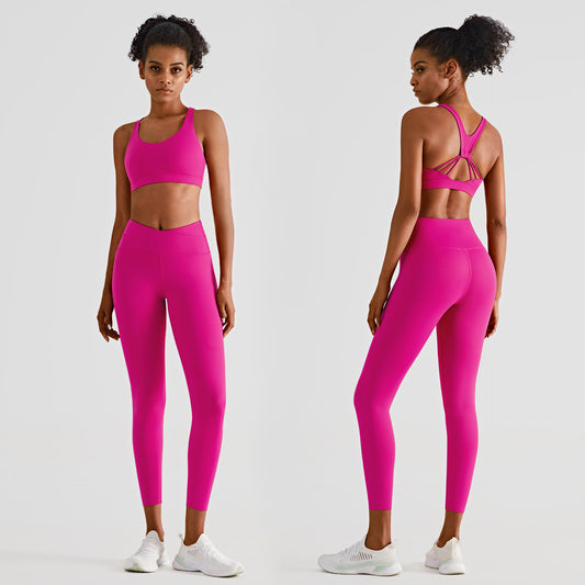 Beautiful Back Sports Underwear Cross-hip Leggings Set