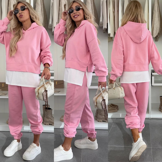Hooded Sweatshirt Suit Loose Long Sleeve Spots Set