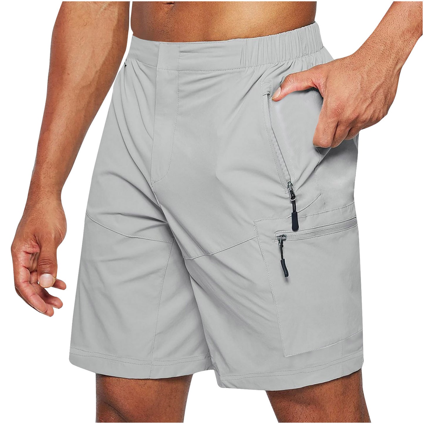 Men'S Casual Elastic Waist Strap Summer Shorts Knee-Length
