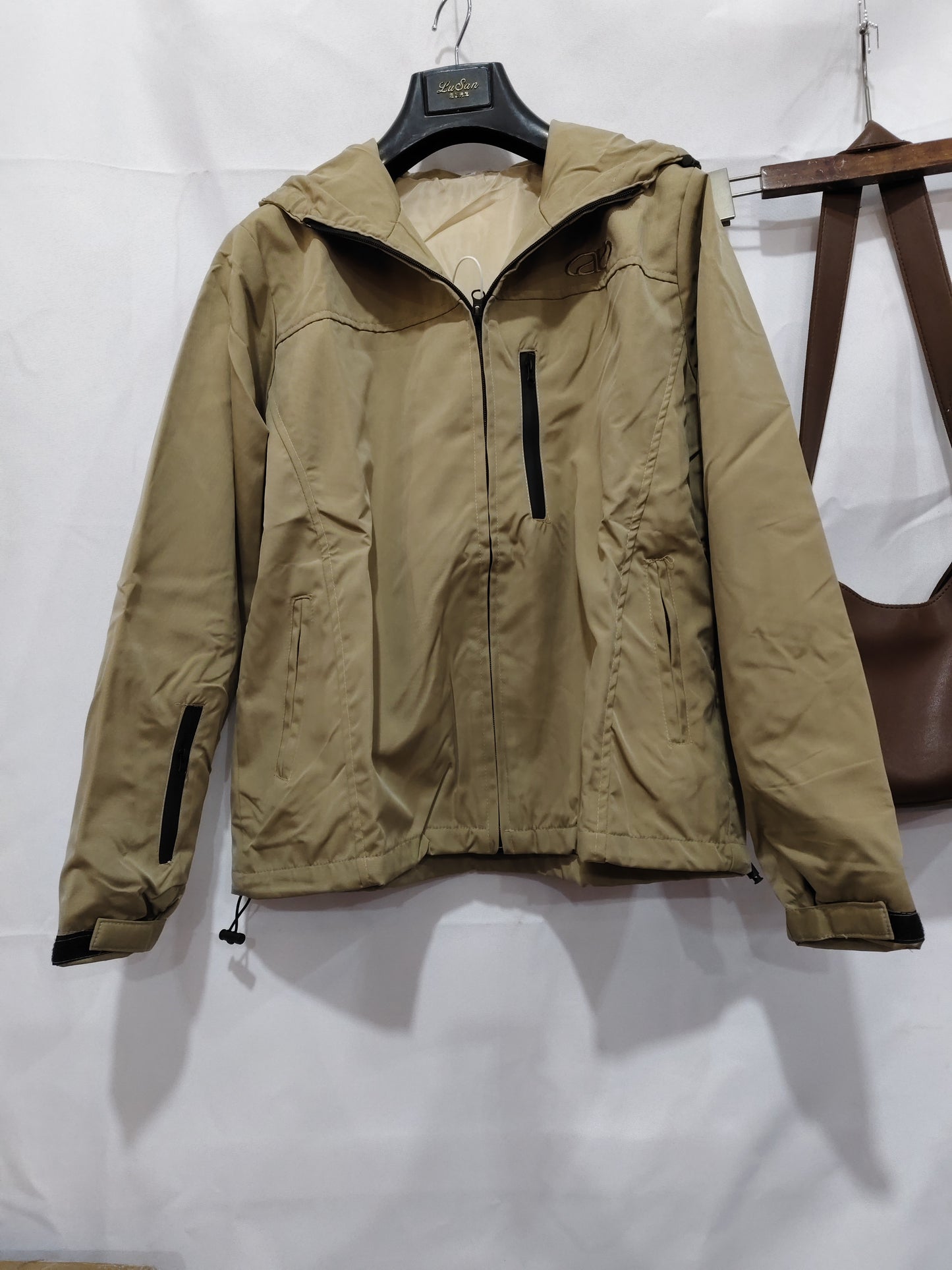 Loose Hooded Windbreaker Fashion Solid Color Zip-up Jacket