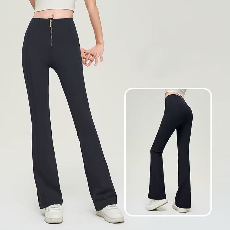 High Waist Zipper Bell-bottom Trousers For Women Slimming Butt
