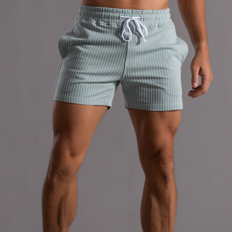 Vertical Stripe Cotton Fitness Running Shorts Men