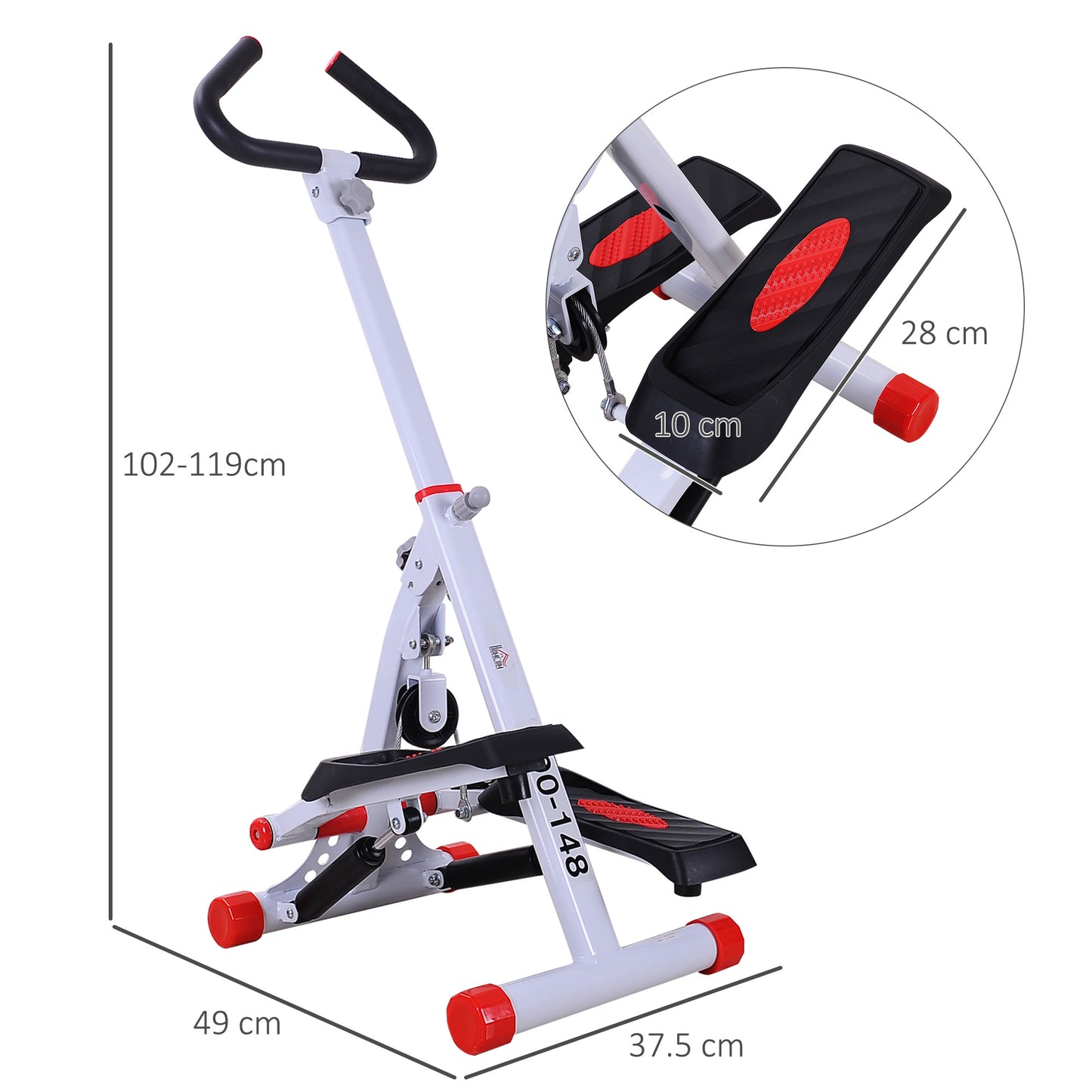 Stepper W/ Handle Hand Grip Workout Fitness Machine