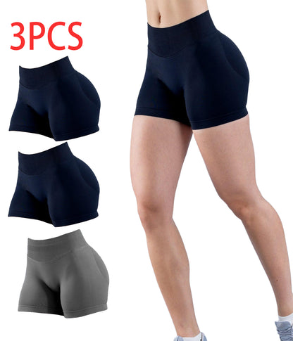 3PCSHigh-waisted Solid-color Training Shorts