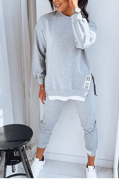 Women's Sports Suit Fashion Slit Design Sweatshirt Set Outfit