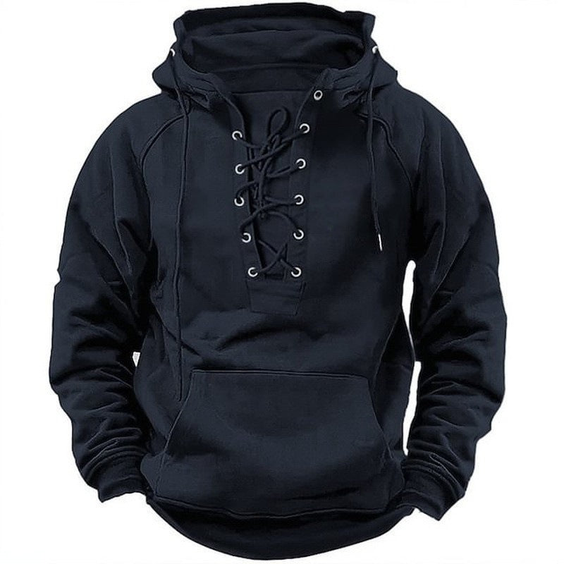 Ins Lace-up Hoodie Casual Sports Pocket Sweatshirt