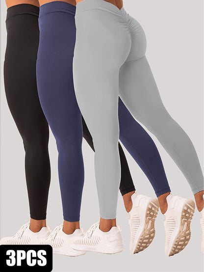 3 Pack Women's Yoga Leggings With High Waistband