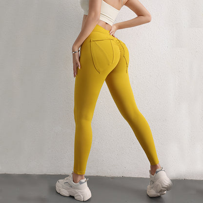 High Waist Hip Lift Yoga Pants With Pockets Women's
