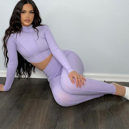 Reverse Wear Design Sense High Waist Slim Sports Suit