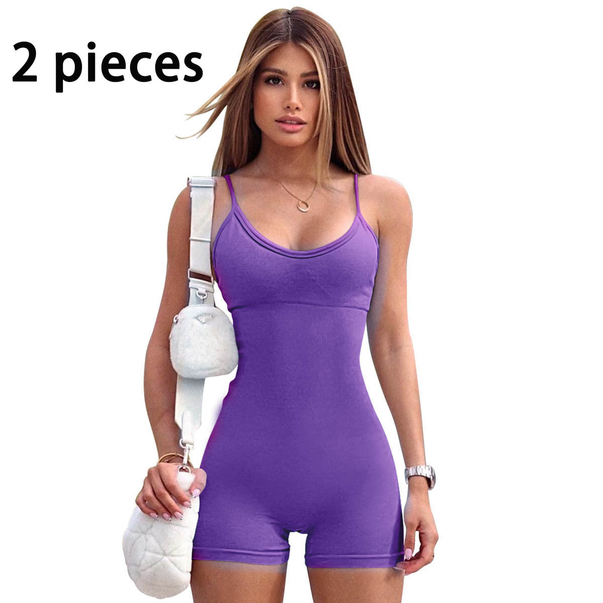 Spaghetti Strap Shorts Jumpsuit Sports Yoga Workout