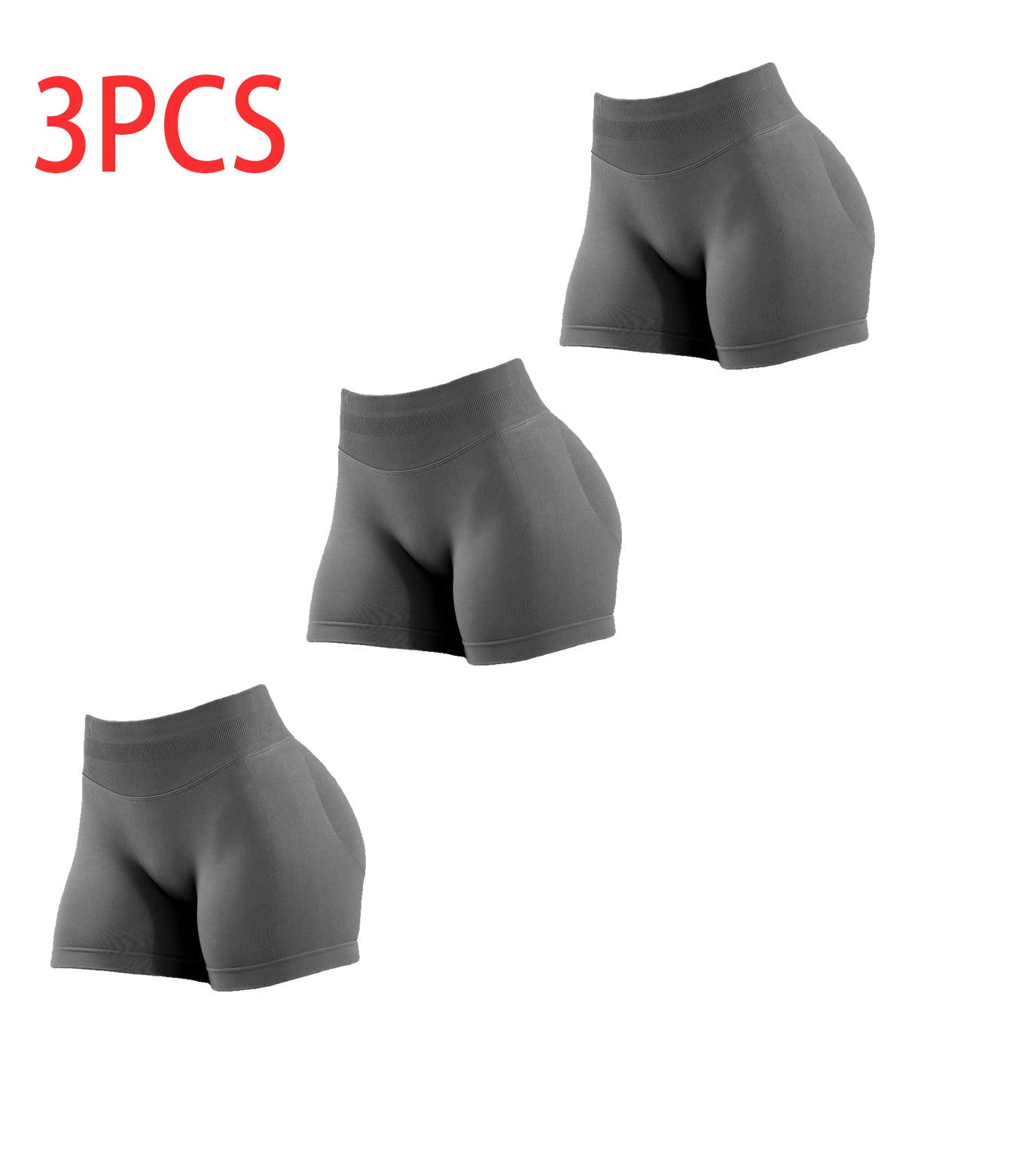 3PCSHigh-waisted Solid-color Training Shorts