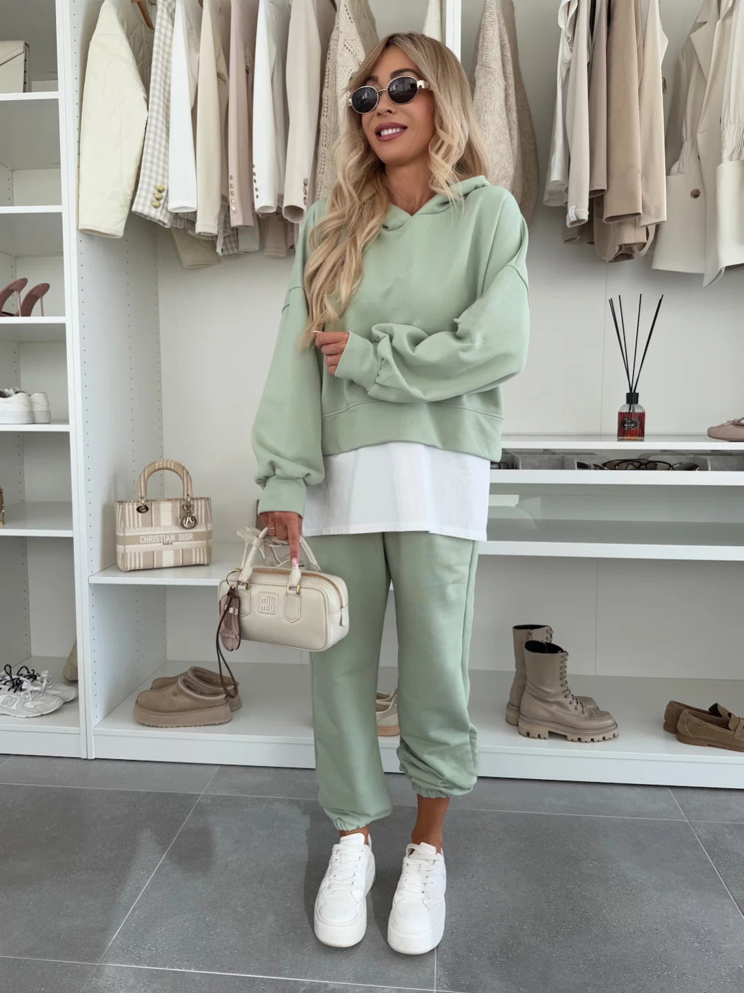 Hooded Sweatshirt Suit Loose Long Sleeve Spots Set