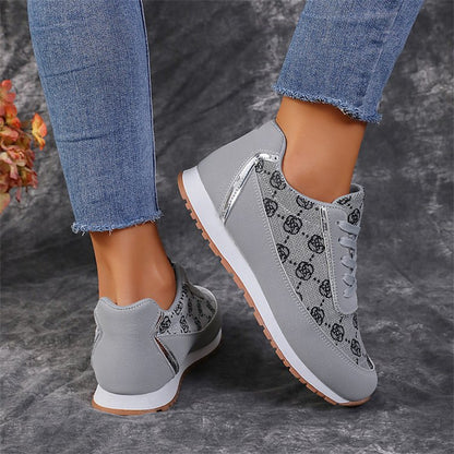 Flower Print Lace-up Sneakers Casual Fashion Running Sports Shoes