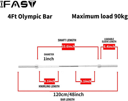 Barbell Rod Suitable For 2 'Olympic' Weight Plates, Home Fitness