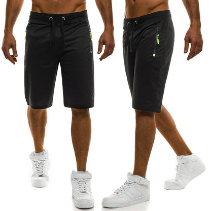 Shorts Sports Fitness Five-Point Pants Tether Zipper Shorts