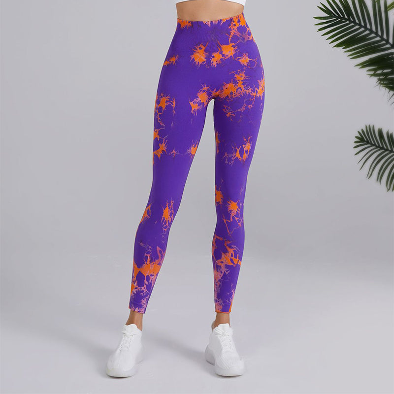 Tie-dye Printed Yoga Pants Fashion Seamless High-waisted