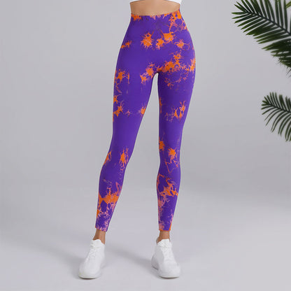 Tie-dye Printed Yoga Pants Fashion Seamless High-waisted