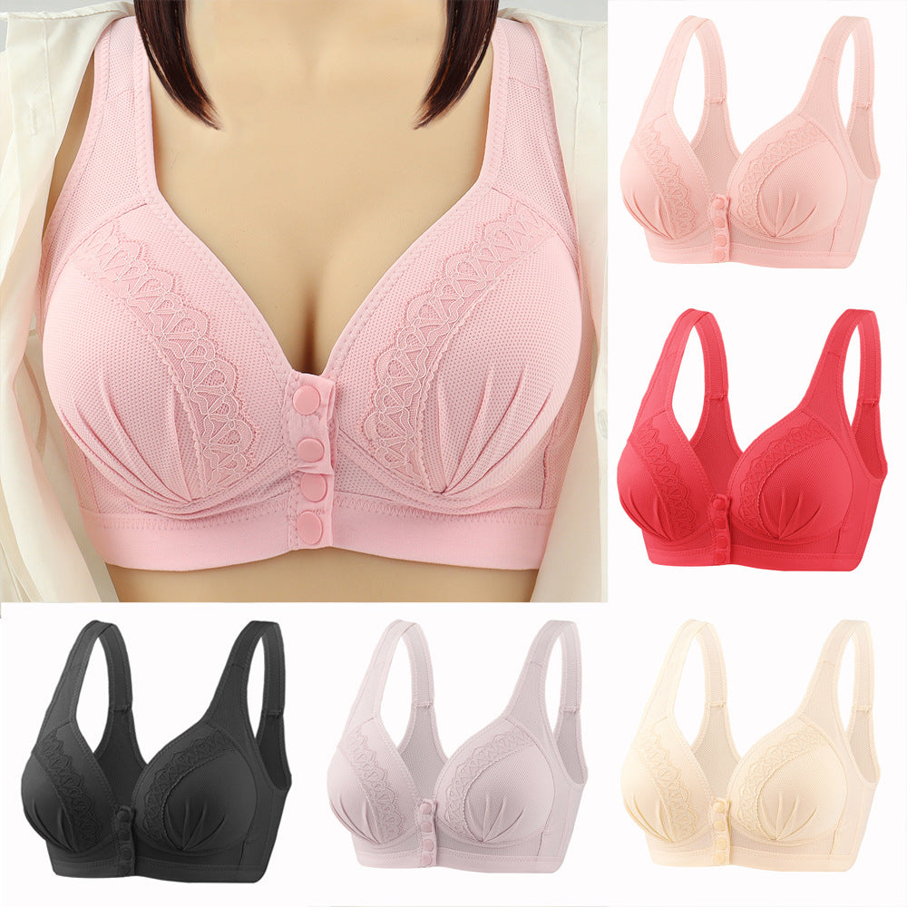 Bras For Women Front Closure Button Bra Wireless Bralette