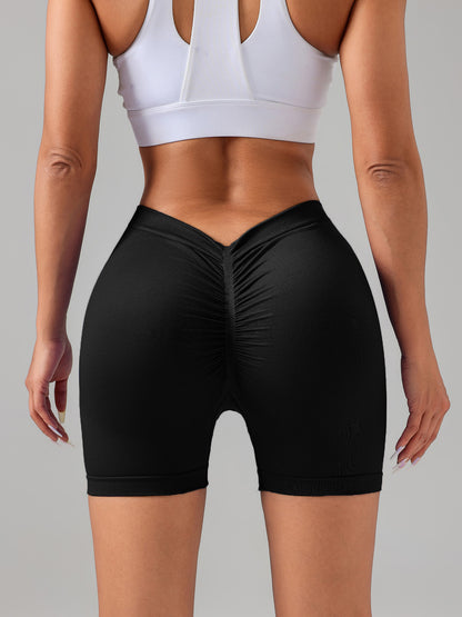Female V-shape Waist Scrunch Elastic Tight High-rise Shorts