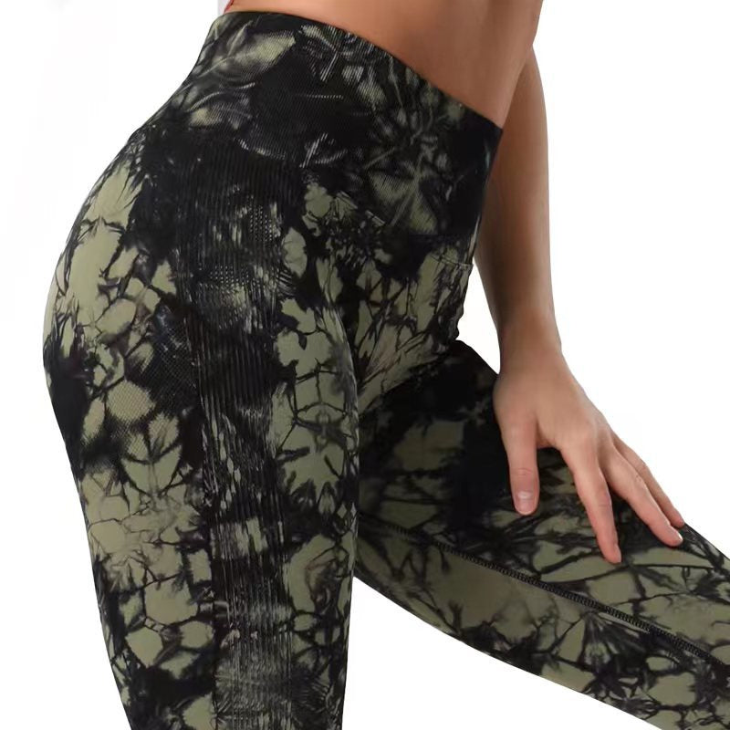 Fashion Tie Dye Printed Leggings High Waist Hip Lifting Tight Fitness