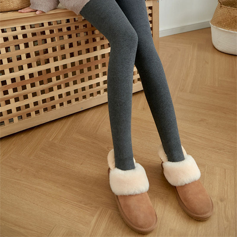 High Waist Stripes Leggings Winter Warm Thick High Stretch Pants