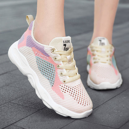Casual Colorblock Lace-up Sneakers Women Running Shoes