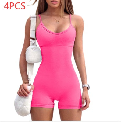 Spaghetti Strap Shorts Jumpsuit Sports Yoga Workout