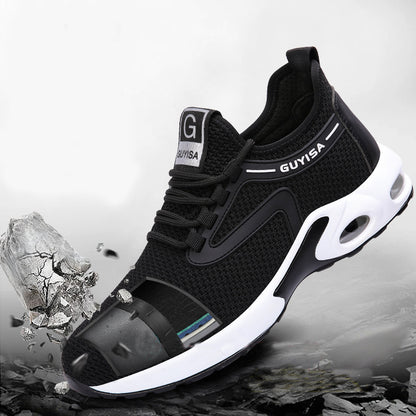 Black Sneakers Men Work Safety Shoes Lightweight For Gym