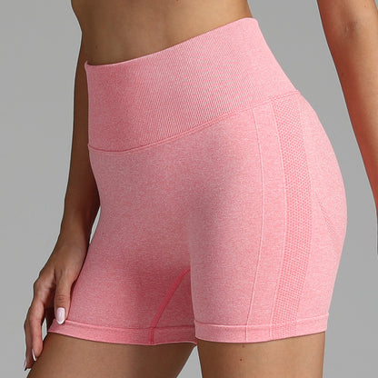 Seamless Yoga Shorts Women Solid Color High Waist