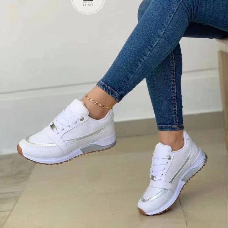 Casual Lace-up Flat Shoes Women Sports Walking Sneakers