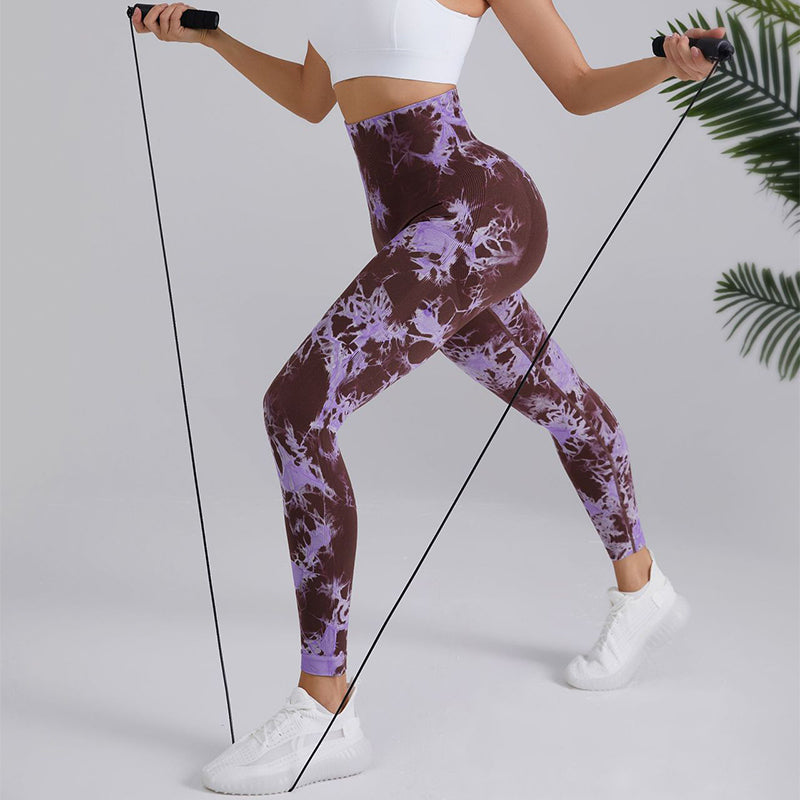 Tie-dye Printed Yoga Pants Fashion Seamless High-waisted
